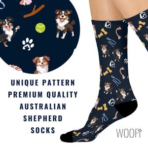 Australian Shepherd Gifts Socks, Aussie Dog Premium Cushioned Crew Socks,Unique Dog Pattern Socks,Birthday Gifts,Gifts for Her,Gifts for Him
