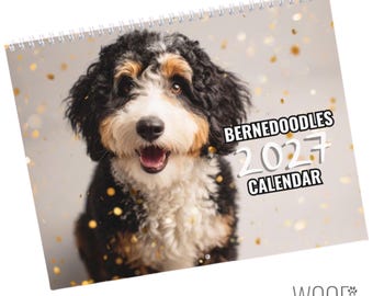 Bernedoodle Dog Calendar 2027 : Desktop and Wall Calendar options, Supports Shelters