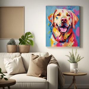 Labradorpresenter Pop Art-tryck, Labrador-kanvas, digital fil, Labrador-affisch, konsttryck, Labradormålning, hundväggkonst, Labradorhundälskare bild 2