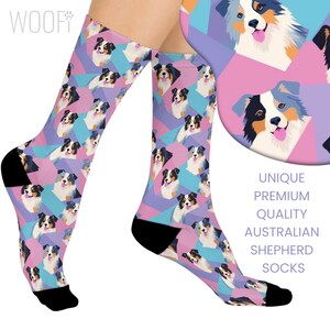 Australian Shepherd Socks, Aussie Dog Gifts, Premium Cushioned Crew Socks, Unisex, One Size fits all