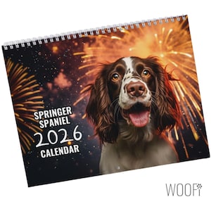 Calendrier mural Springer Spaniel 2026, cadeau de calendrier mural Springer Spaniel, calendrier mural suspendu 12 mois, calendrier de bureau 2026, cadeaux pour elle