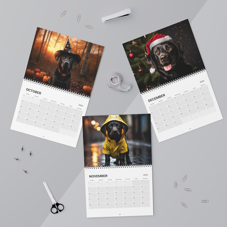 Black Labrador Calendar 2024 Labrador Wall Calendar Gift 12 Etsy