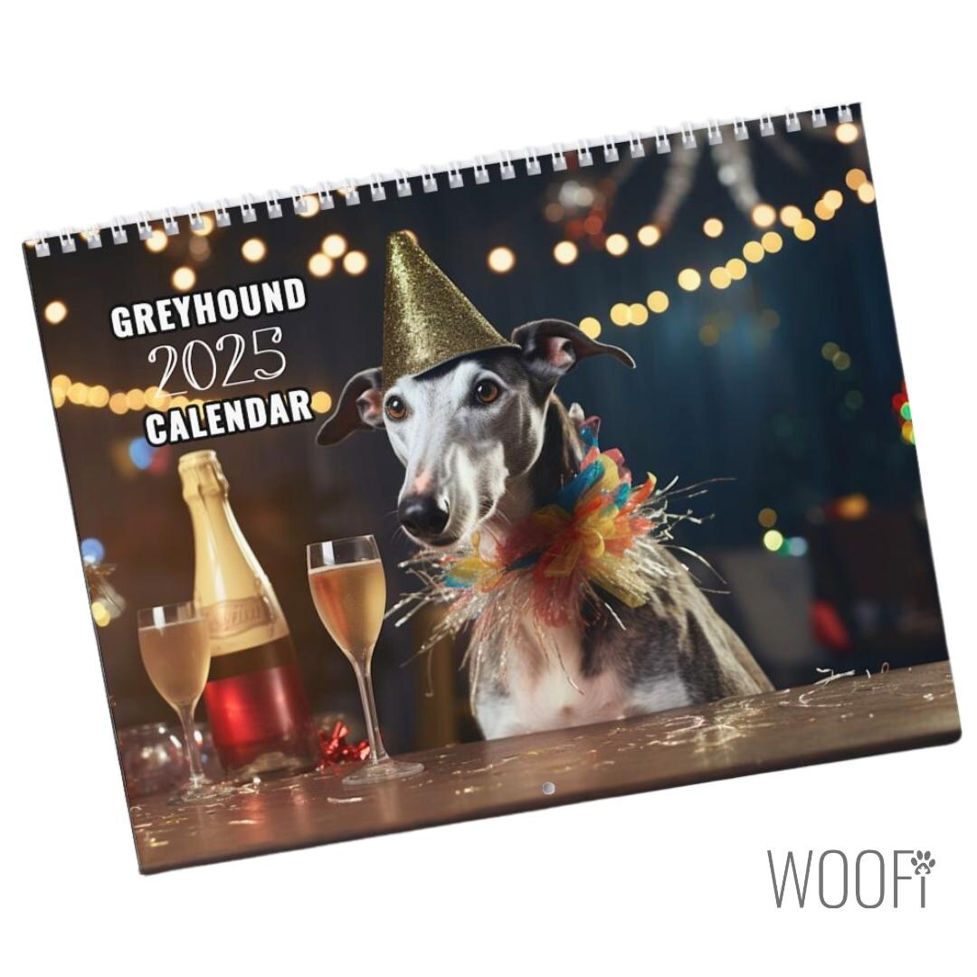 Greyhound Calendar 2025, Wall Calendar Gift, 12 Month Hanging Wall