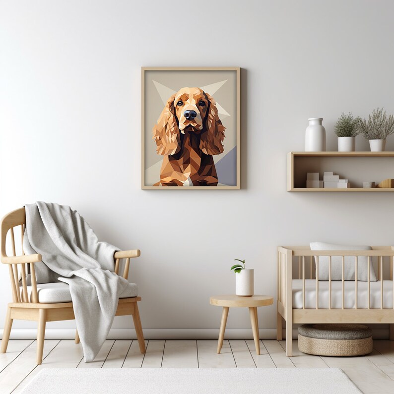 Cocker Spaniel Gifts Geometric Prints, Canvas, Digital File, Spaniel
