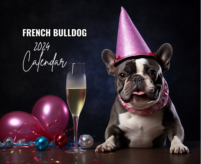 French Bulldog Calendar 2024 Frenchie Wall Calendar Gift 12 Etsy