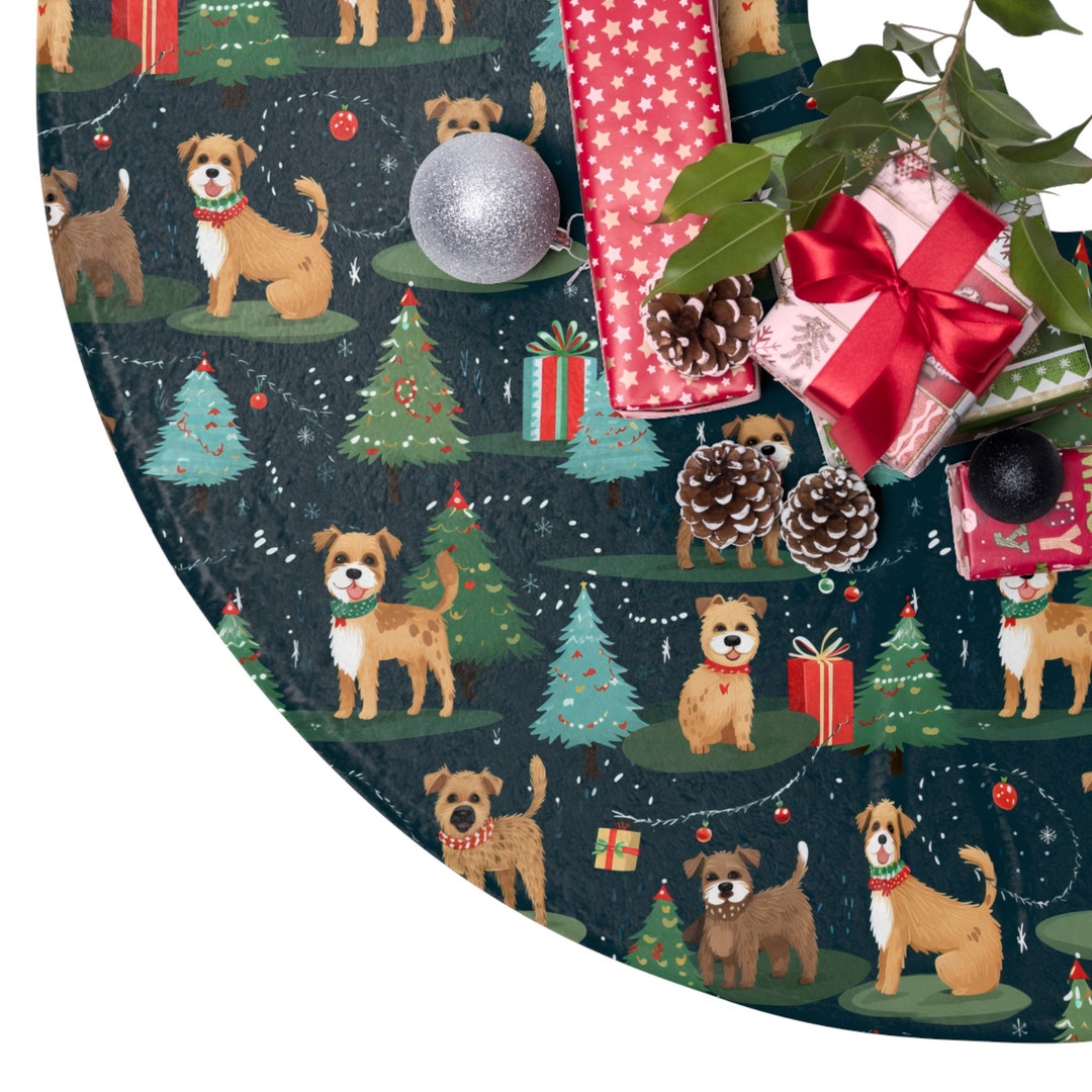 Border Terrier Christmas Tree Skirt, Border Terrier Festive Decor