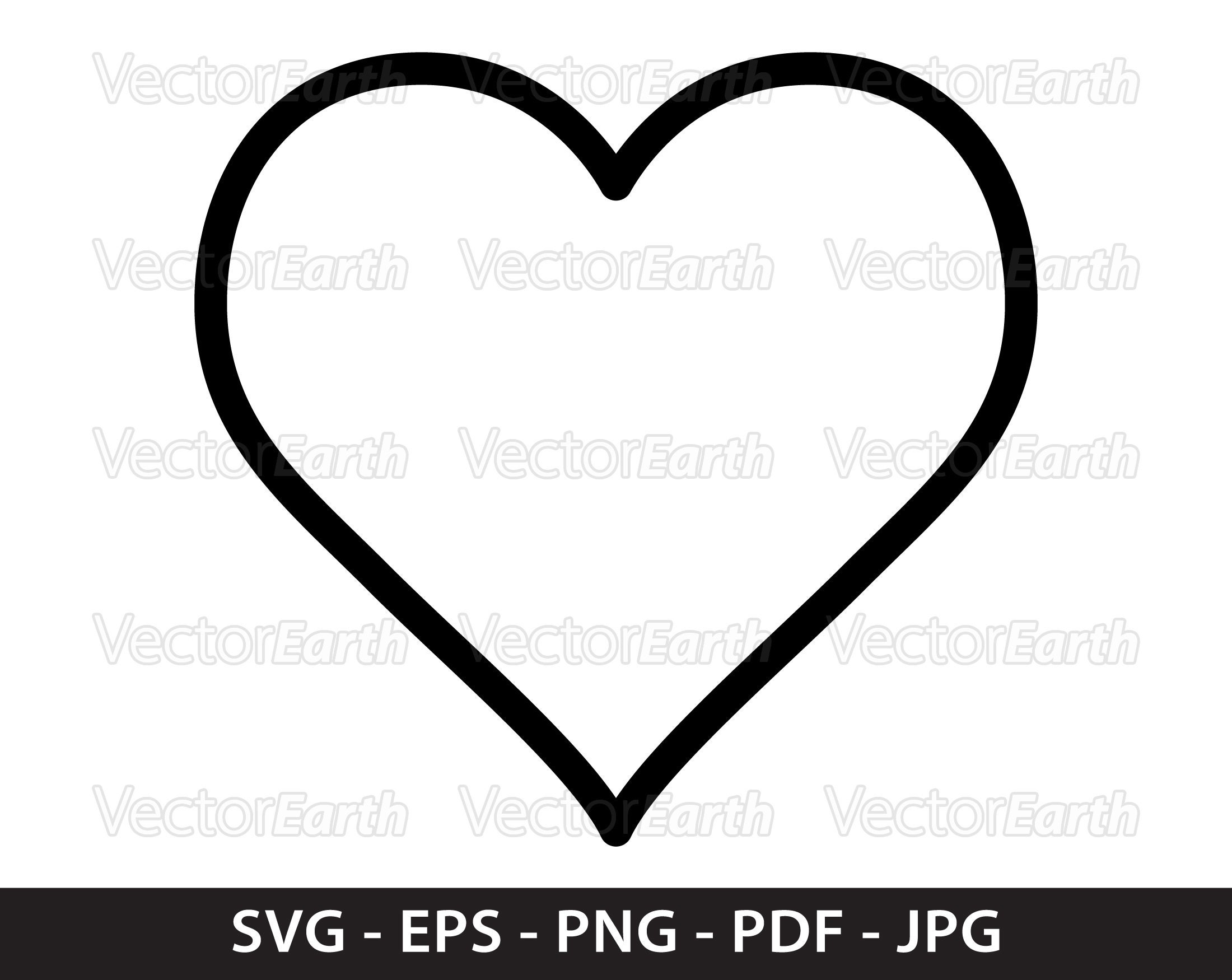 Heart Svg Outline Shape Love Icon Vector Digital Product Etsy