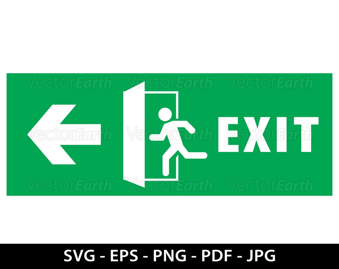 Exit Sign Svg Icon Eps Digital Download Symbol Clip Art Etsy