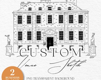 Boceto de lugar personalizado, boceto de lugar de boda personalizado, lugar personalizado, ilustración de lugar de boda dibujada a mano, extraída de su foto
