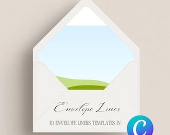 Modelli di fodere per buste / 10 formati di fodere per buste Canva / A7, A6, C5, C6, quadrate, con aletta Euro / Inserti stampabili per buste da matrimonio