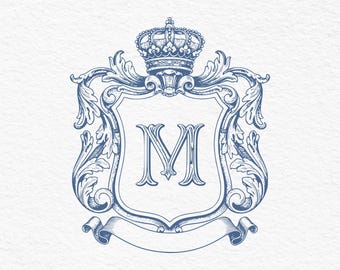 Vintage lijst met koninklijk embleem | Bewerkbare Heraldic Crest SVG-PNG | Victoriaanse bruiloft monogram sjabloon | Digitale download