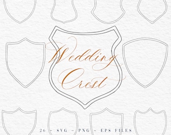 Wedding Crest SVG, Logo Crest, Wedding Invitation Store, Hand draw Crest, Crest Clipart, Wedding Monogram, Digital Wedding Clipart