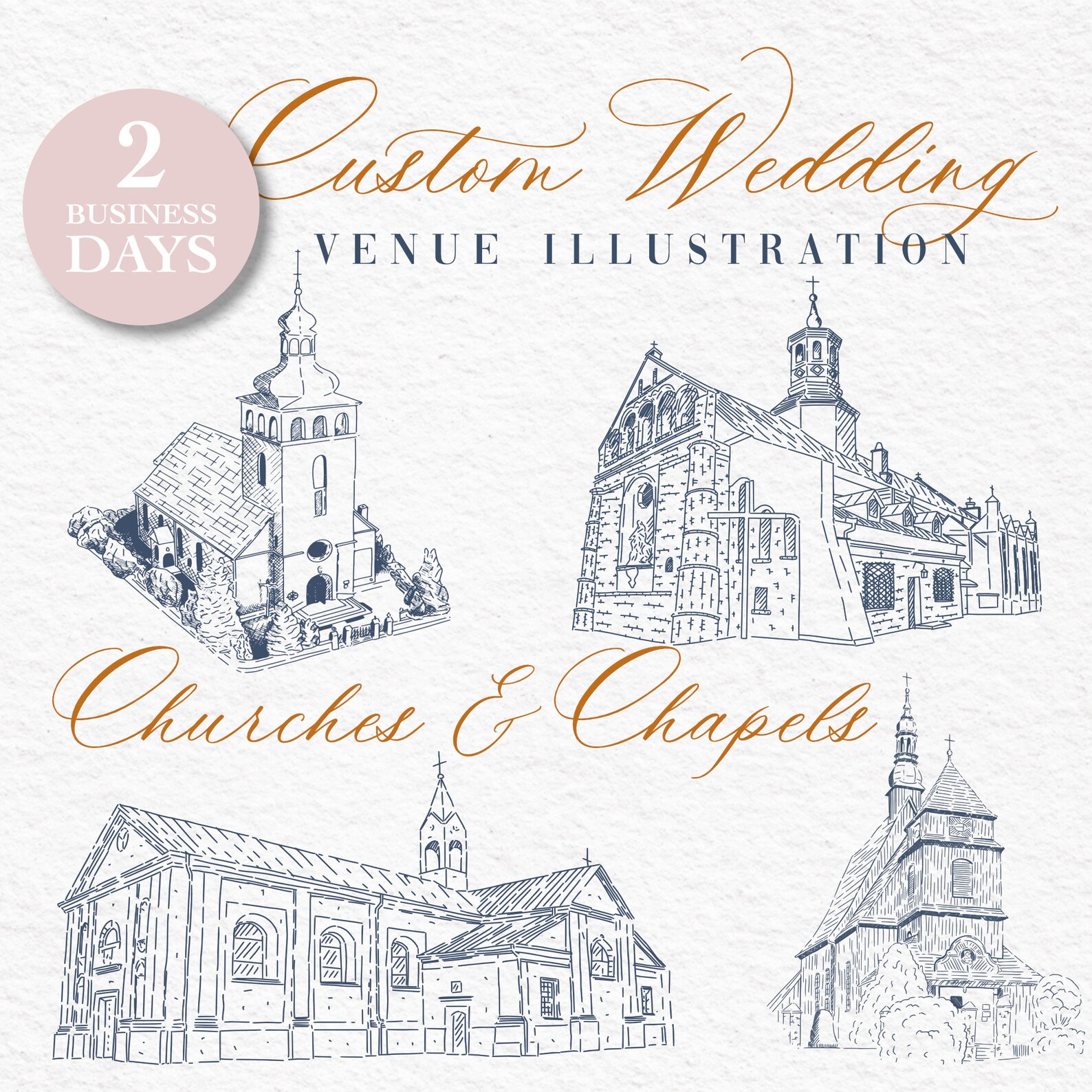 Custom Wedding Venue Illustration, Custom Church Illustration, Hand ...