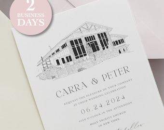 Hand Drawn Venue Illustration, Custom Venue Sketch, Wedding Venue Sketch,  Wedding Sketch, Custom Illustration for Wedding Invitations