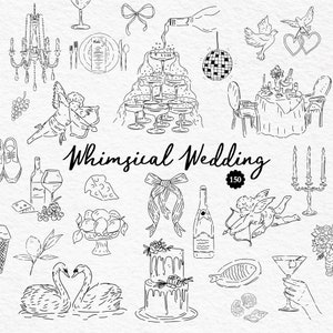 150 Whimsical Wedding SVG Bundle, Wedding SVGs Doodles and Illustrations, Wedding SVG, Wedding SVG Bundle Squiggle Borders and Illustrations