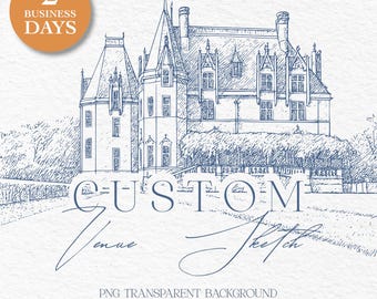 Custom Venue Sketch | Wedding Venue Drawing | Personalized Line Art Illustration from Photo | PNG SVG EPS Digital File