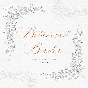 Vintage botanical border clipart hand draw, Wedding stationery art, hand draw flower, wedding art line botanical, vintage wedding art line,