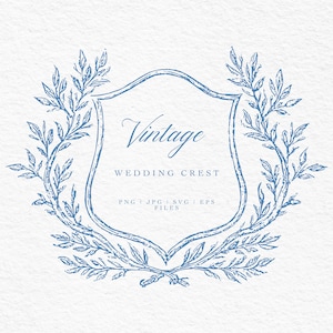 Royal Wedding Crest – Vintage Leafy Frame for Monogram | Hand-Drawn Crest Logo | Elegant Black Outline | monogram crest svg