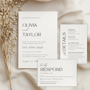 Modern Wedding Invitation Template, Wedding Invitation Digital, Digital Invitation, Digital Download, Editable in Canva, Minimalist