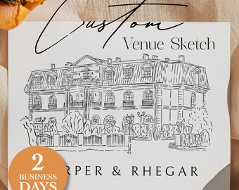 Custom Wedding Venue Illustration, Custom Church Illustration, Hand drawn Custom Venue SVG, Wedding Invitation Sketch, Hand Drawn Sketch