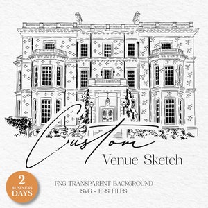 Custom Wedding Venue Illustration, Custom Church Illustration, Custom Sketch Architecture, Personalised Sketch Venue, Custom Sketch House