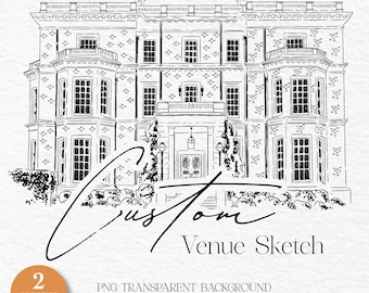 Custom Wedding Venue Illustration, Custom Church Illustration, Custom Sketch Architecture, Personalised Sketch Venue, Custom Sketch House