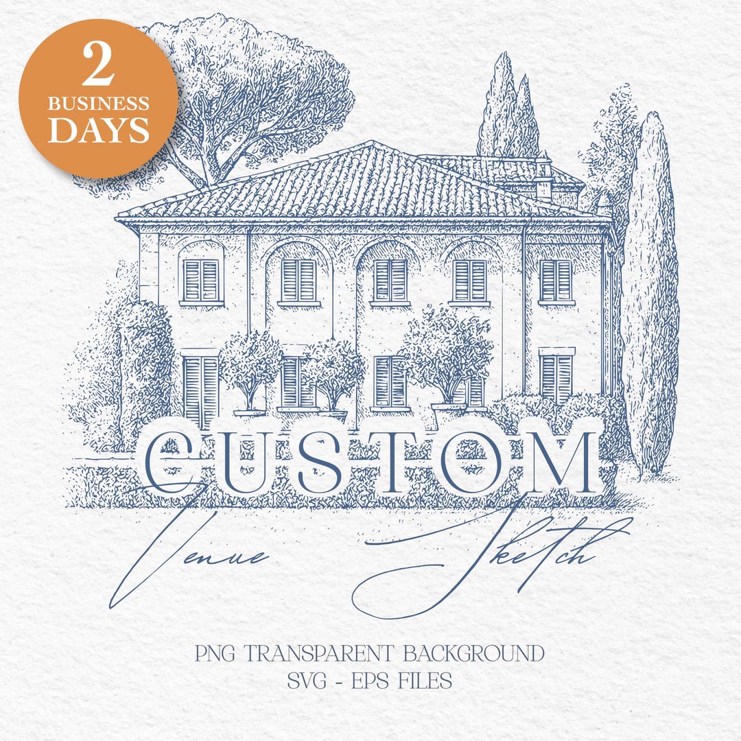 Wedding Venue Drawing | Custom House Portrait | Hand Drawn Line Art ...
