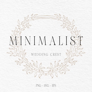 Minimalist Botanical Crest SVG, Wedding Invitation Files SVG, hand draw flower, Wedding Monogram, Vintage Wedding Art, Logo Crest PNG