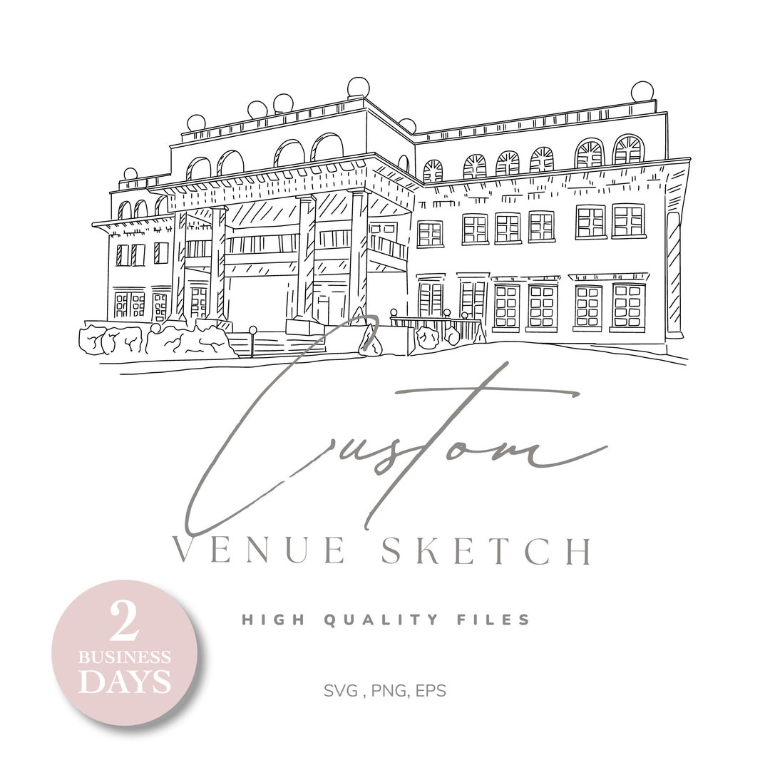 Custom Wedding Venue Illustration, Invitation Sketch, Hand Drawn ...