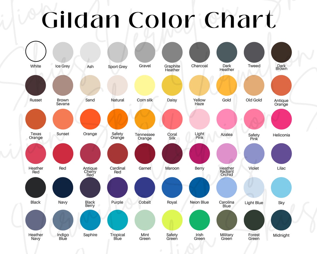 Gildan Color Chart, Gildan 5000 Color Chart, Gildan 2000 Color Chart ...