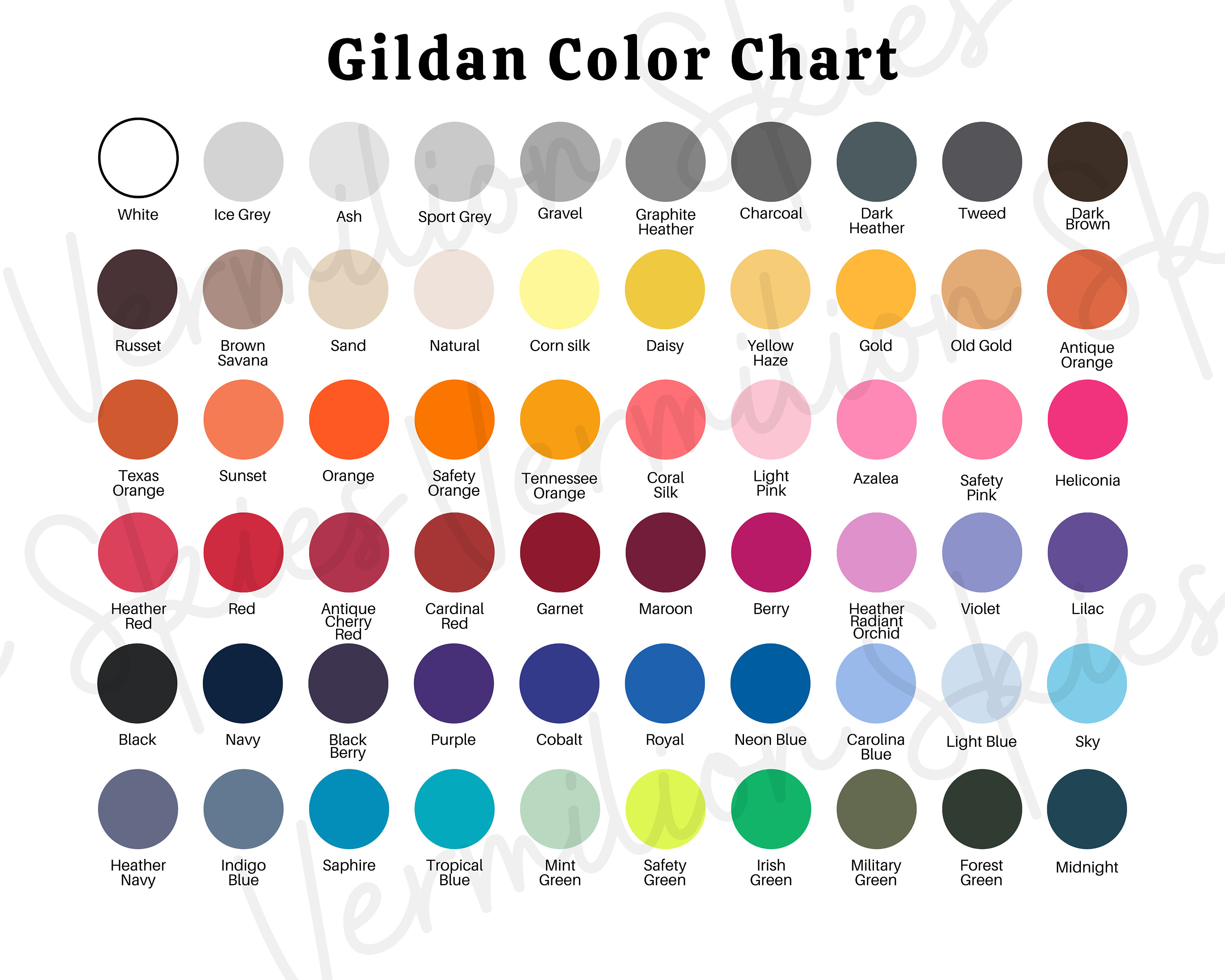 Gildan Color Chart, Gildan 5000 Color Chart, Gildan 2000 Color Chart