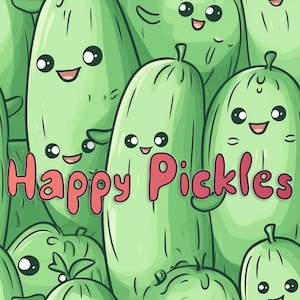Happy Pickles Pattern | 12 x 12 Cute Pattern | 300 DPI | Digital Download | Printable Image