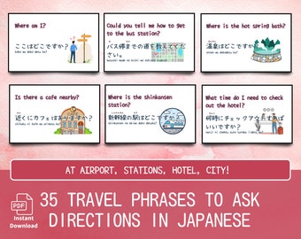 35 Travel Phrases To Ask Directions In Japanese At Airport, Stations, Hotels And On Street Bilingual Flashcards For Easy Print At Home