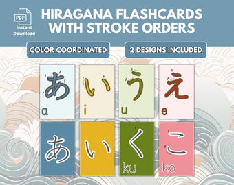 Hiragana Flashcards: Japanese Alphabet with Stroke Order (Digital Download)