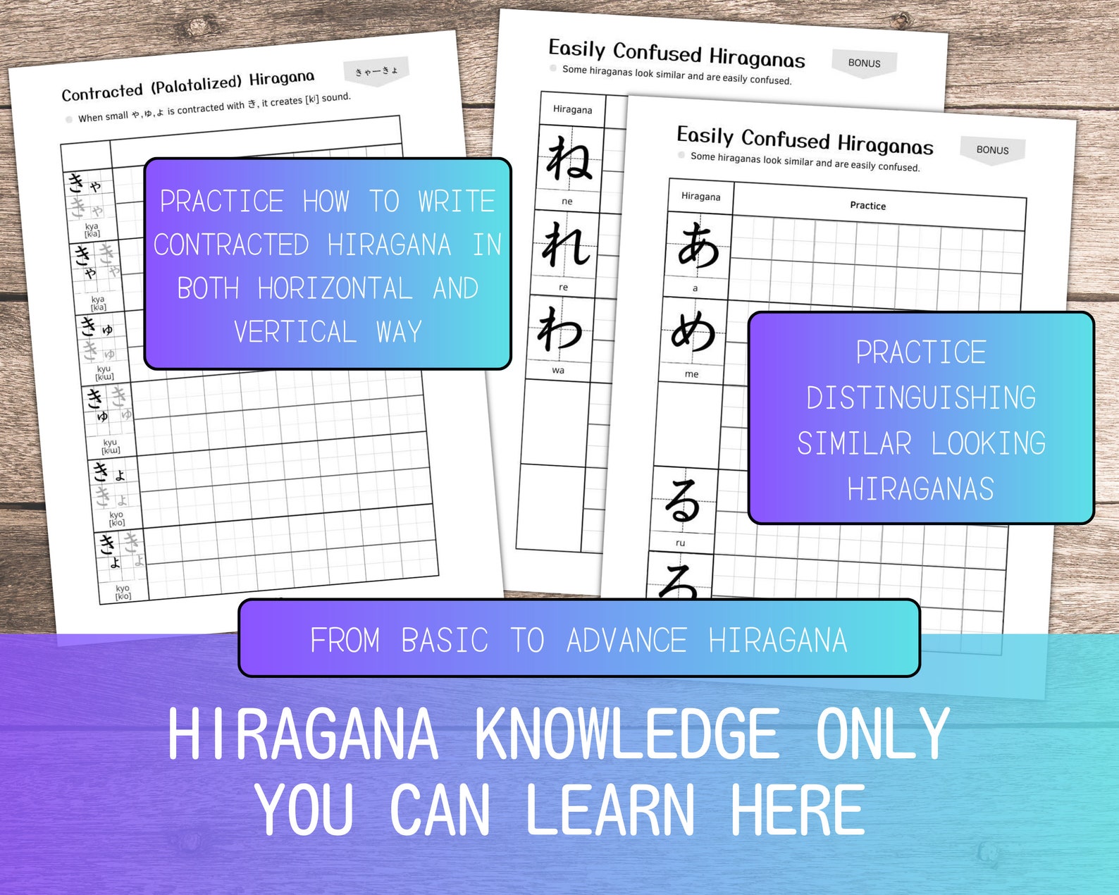 Hiragana Practice Sheet With Basic Japanese Words Japanese Alphabets ...