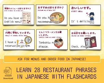 28 Japanese Phrases You Can Use At A Restaurant Ask For Menus And Order Food In Japanese Bilingual Flashcards For Easy Printable Card Deck