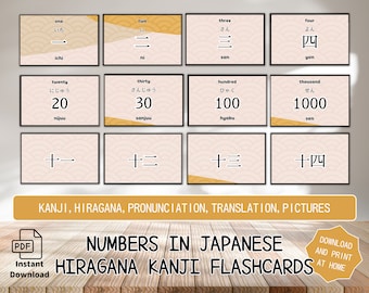 Japanese Numbers Flashcards: Hiragana & Kanji Learning (Digital Download)