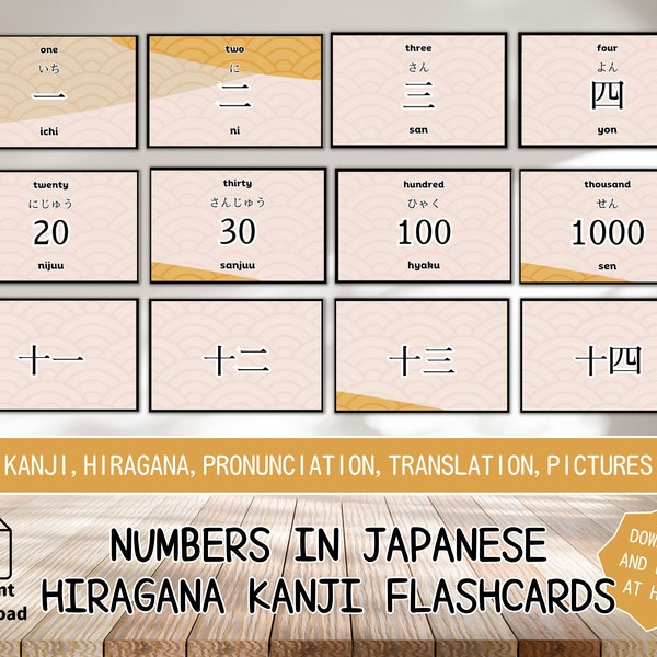 Numbers In Japanese Hiragana And Kanji Flashcards For Japanese Learning Beautiful Educational Cards Easy Download And Print At Home
