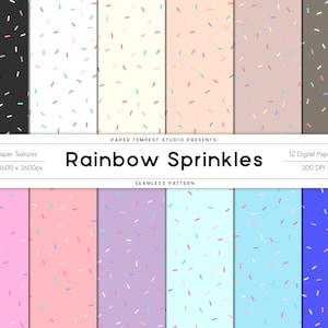 Nahtlose Regenbogen Sprinkle Digital Papiere, Regenbogen Jimmies Eis Textur, Kommerzielle Nutzung Streuen Digitales Papier, Gedämpfte Regenbogen Sprinkles