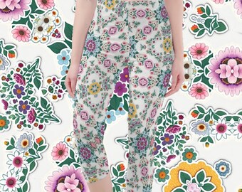 Flower Sticker Freak Women's Capris