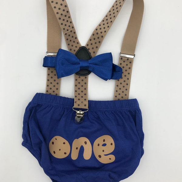 cookie one Theme Smash the Cake Outfit Boy Birthday Outfit 3 Piece Set