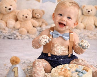 Smash Cake Outfit Boy light blue photo prop set,