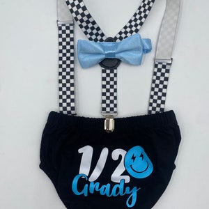 Half Birthday Personalized Happy dude light blue Theme Smash the Cake Outfit Boy Birthday Outfit .