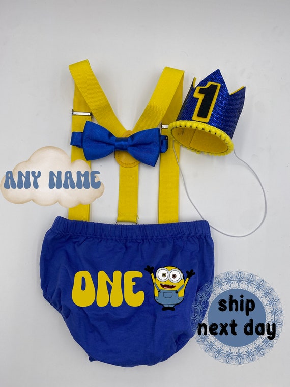 Minion Theme Smash the Cake 1st Birthday Boy One Year Old Baby