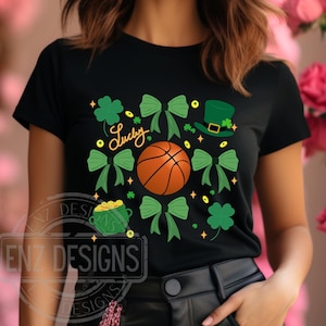 St. Patrick&#39;s Basketball Bow PNG, St. Patrick&#39;s Basketball PNG, Basketball Lucky Shirt, St. Patty&#39;s Png, St. Patrick&#39;s Day, Basketball Shirt