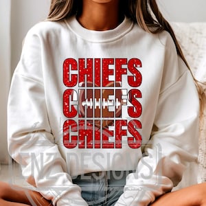 Chiefs PNG, Chiefs Red Glitter PNG, Glittery Red Chiefs, Trending Football Digital Design, Glitter Design,  Chiefs Football Png