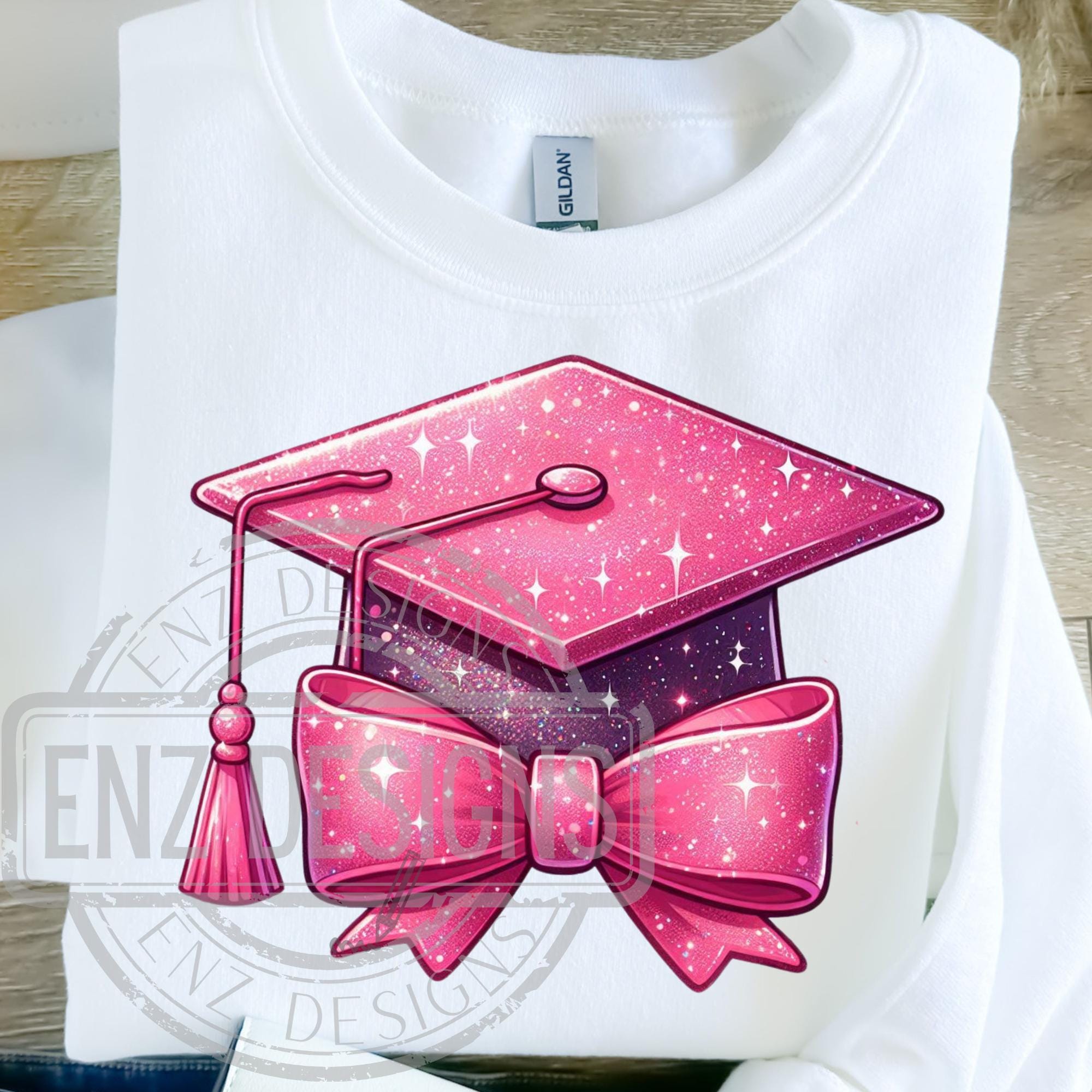Class of 2026 Senior PNG, Pink Glitter Graduation Cap With Bow ...