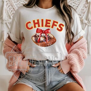Chiefs PNG, Chiefs Football Red Glitter PNG, Glittery Red Chiefs, Coquette Football Digital Design, Glitter Design,  Chiefs Football Png