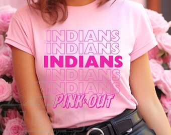 Indians Pink Out Png, Breast Cancer Football Png, Breast Cancer Awareness PNG, Pink Ribbon, Game Day Png, Football Mom Png, Tackle Cancer
