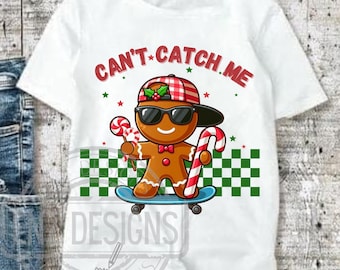 Jungen Weihnachten PNG, Can't Catch Me Png, Jungen Lebkuchen, lustige Weihnachten, Skateboard Lebkuchen in der Kappe Png